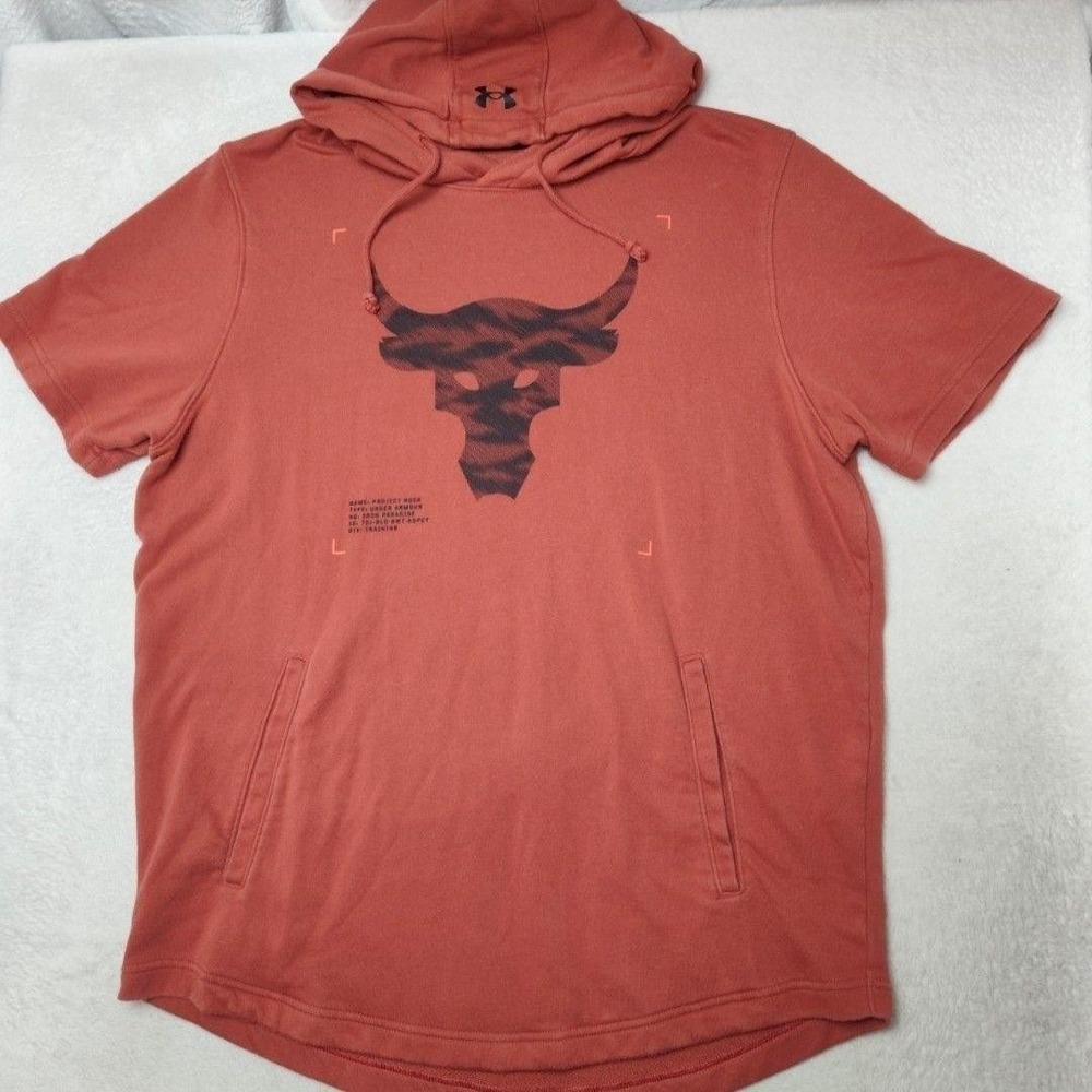 Under Armour Hoodie Mens XL Orange Project Rock Pullover‎ French Terry 1370465
